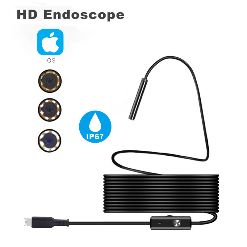 Ios Apple Plug-In High-Definition Industrial Pipe Endoscope Waterproof High-Definition Camera Apple Mobile Phone Endoscope