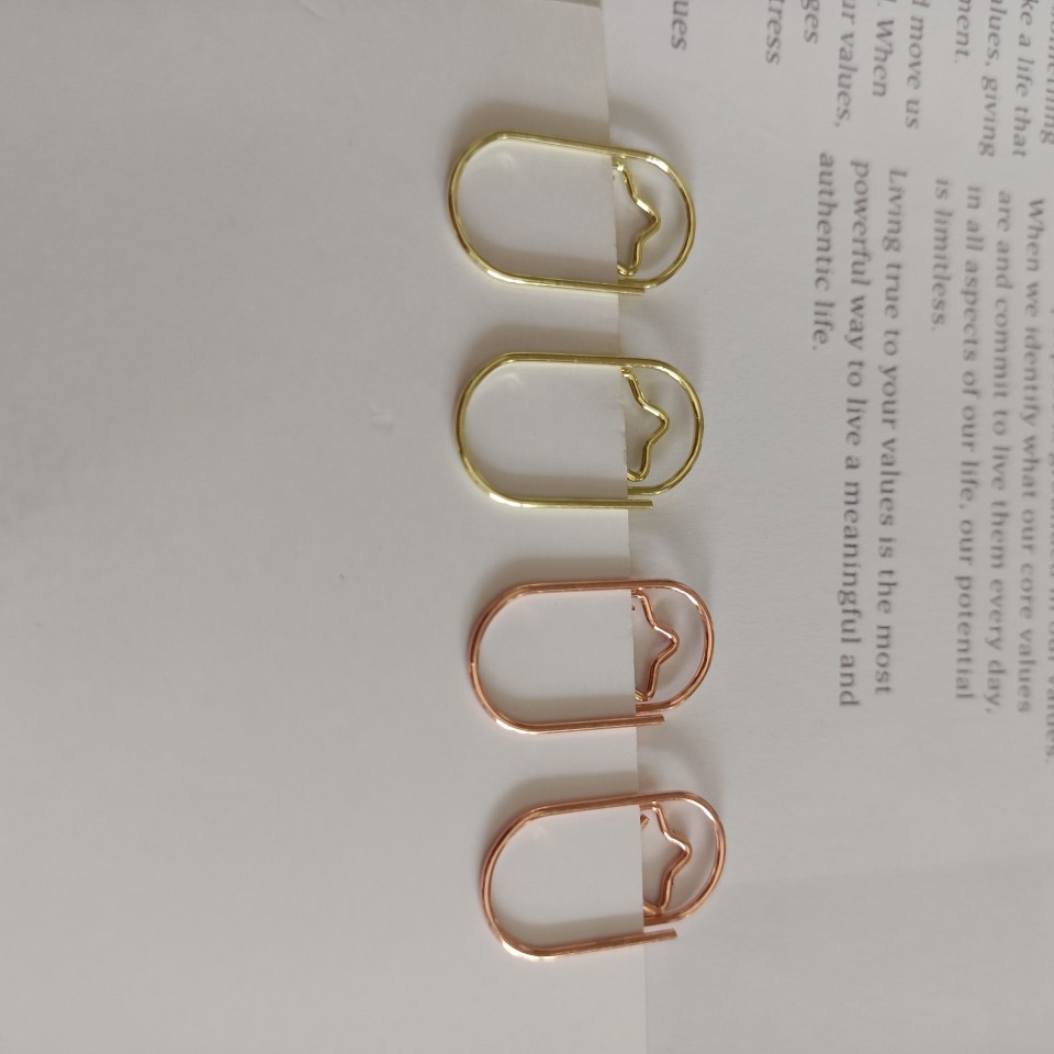 Manufacturer's Hot Selling Metal Star Love Paper Clip Electroplated Gold Rose Gold Paper Clip Office Paper Clip Wholesale