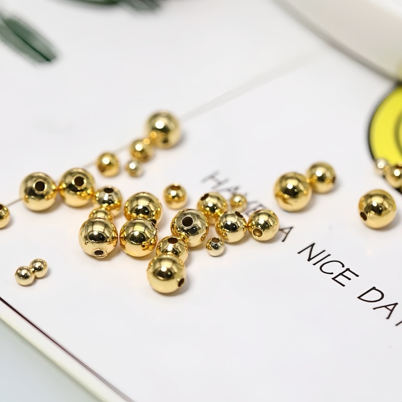 18K Gold Bead Accessories Au750 Color Gold 4-5mm DIY Bracelet Necklace Pendant Ancient Bright Surface Positioning Beads Wholesale