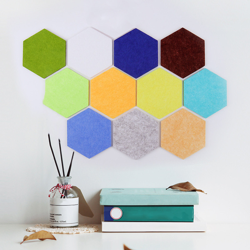 Cross-border felt hexagonal wall stickers color hexagonal cork board photo wall message board self-adhesive sound insulation felt manufacturers