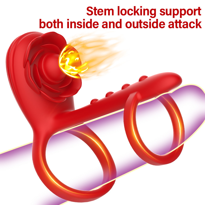 Cross-Border New Product App Remote Control Cupid Lock Essence Ring Couple Rose Double Ring Vibrating Adult Products