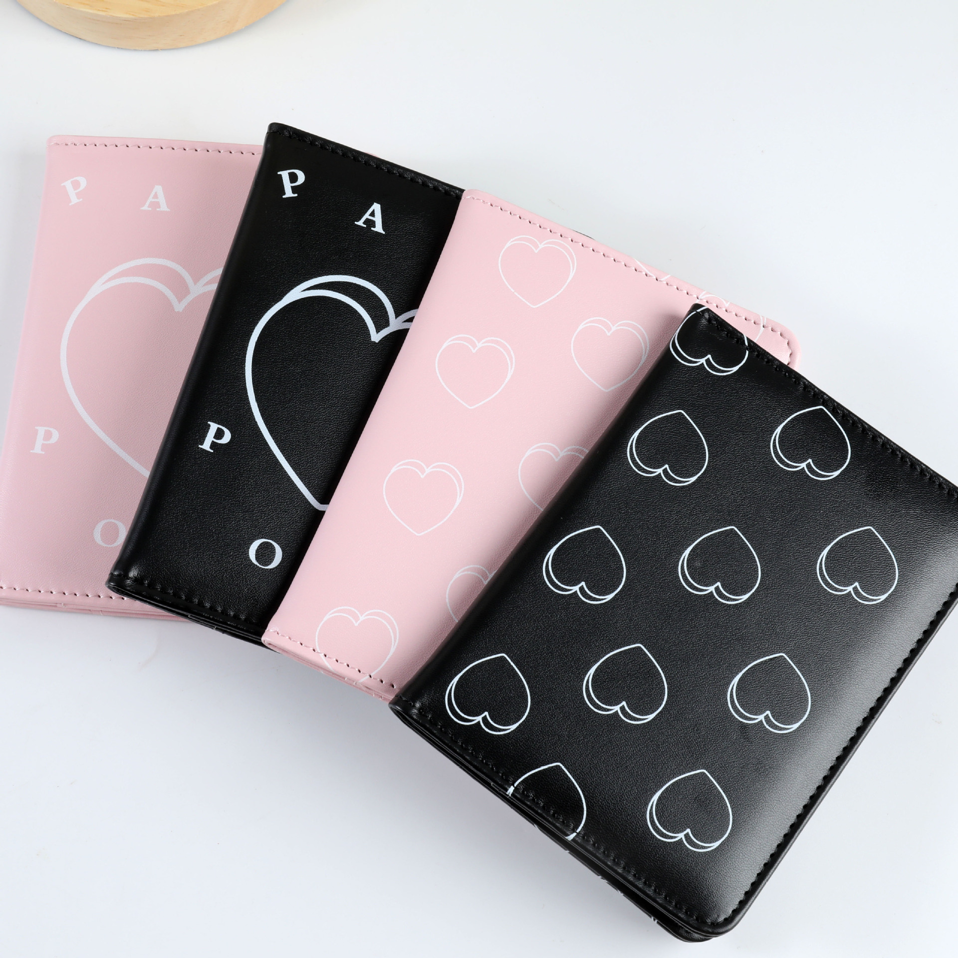 Wholesale Supply of Heart-Shaped Short Passport Holder Wallet Passport Passport Holder Document Bag Passport Book