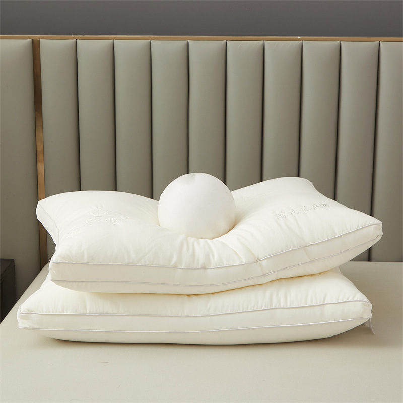 Class A Silk Pillow 48x 74cm Soft Embroidery Home Hotel Homestay Cervical Spine Protection No Collapse Pillow Core Wholesale