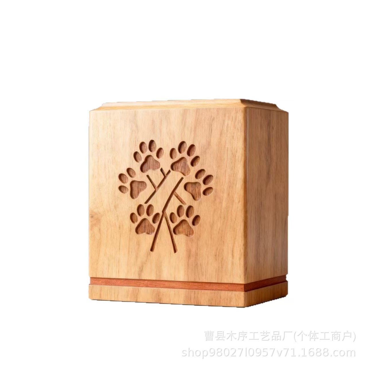 Cross-Border Wooden Pet Urn Cat and Dog Funeral Supplies Urn Solid Wood Pet Souvenir Storage Box