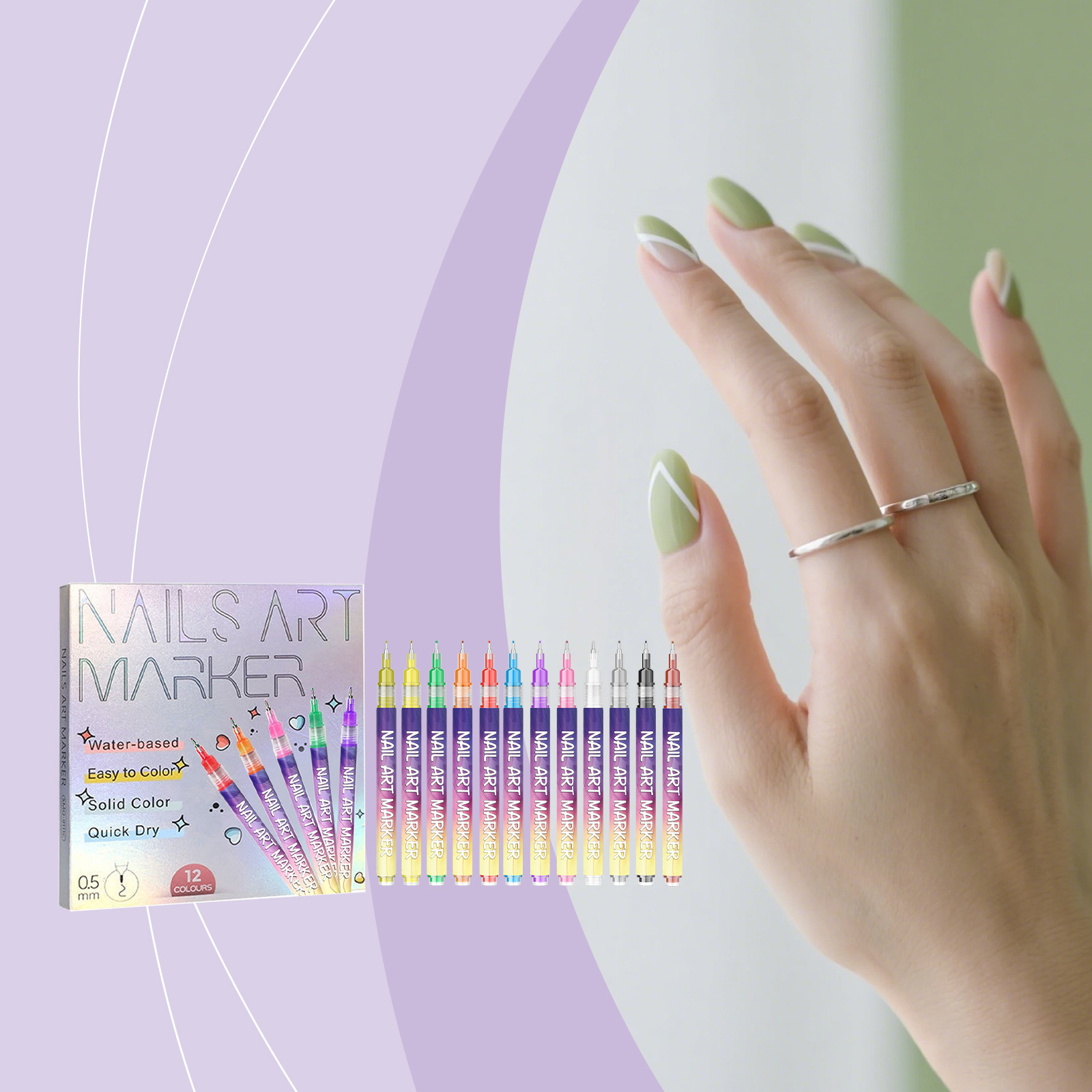 Ручка для рисования на ногтях DIY, легкая в использовании и удобная для различных случаев, рисование DIY, многоцветная ручка для рисования на ногтях