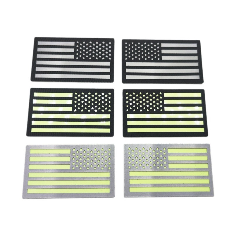 Luminous reflective American flag embroidery woven rubber stamp Velcro ir Velcro armband wholesale military fan accessories