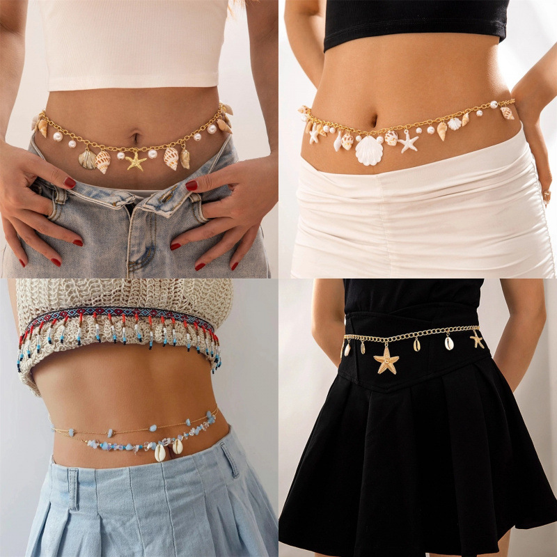 Прямые поставки новая богемная летняя пляжная цепочка для талии с ракушками оптовая продажа