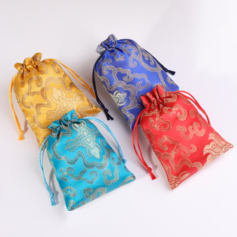Wholesale Jewelry Storage Small Cloth Bags, Vintage Chinese Style Embroidered Jewelry Drawstring Pouches