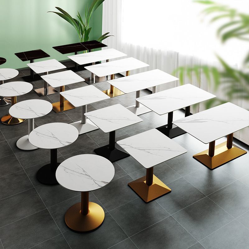 Slate Dining Table Commercial Light Luxury Hotel Restaurant Tables and Chairs Canteen Milk Tea Coffee Fast Food Restaurant Square Table Negotiation Small Round Table