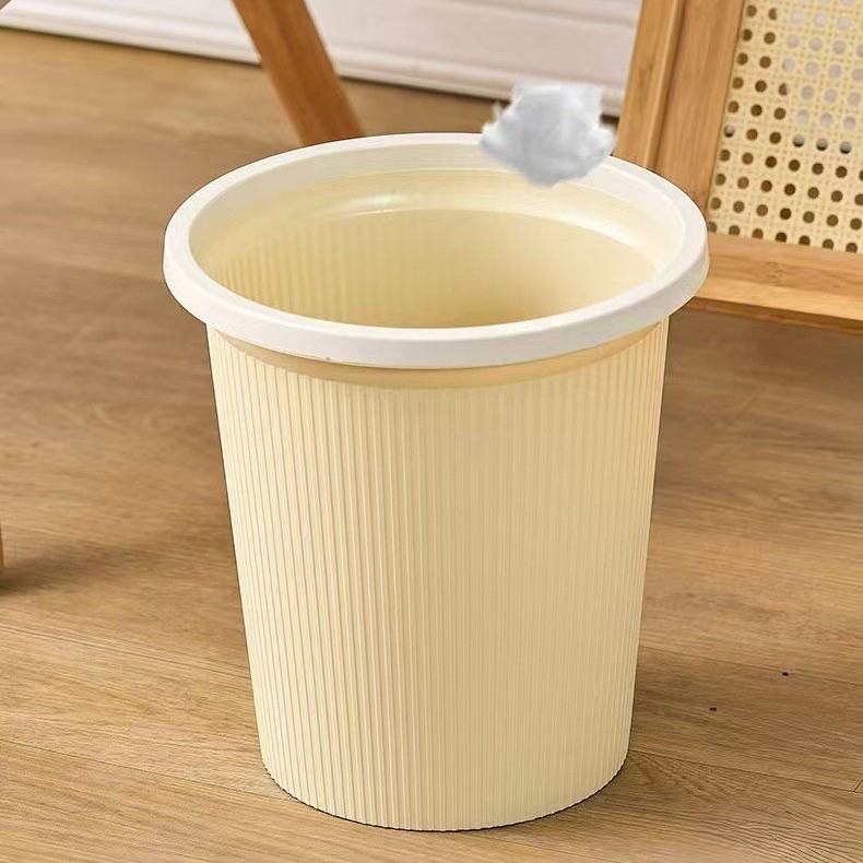 Light Luxury Ins Style Home Large Universal Trash Can Without Lid Stripesd Press Ring Paper Basket Style Storage Bucket Paper Basket