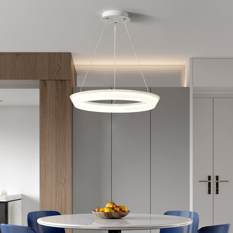 Zhongshan Factory Exhibition Hall Scandinavian Simple Aluminum Acrylic White Chandelier Normcore Creative Round Dining Room Bedroom L