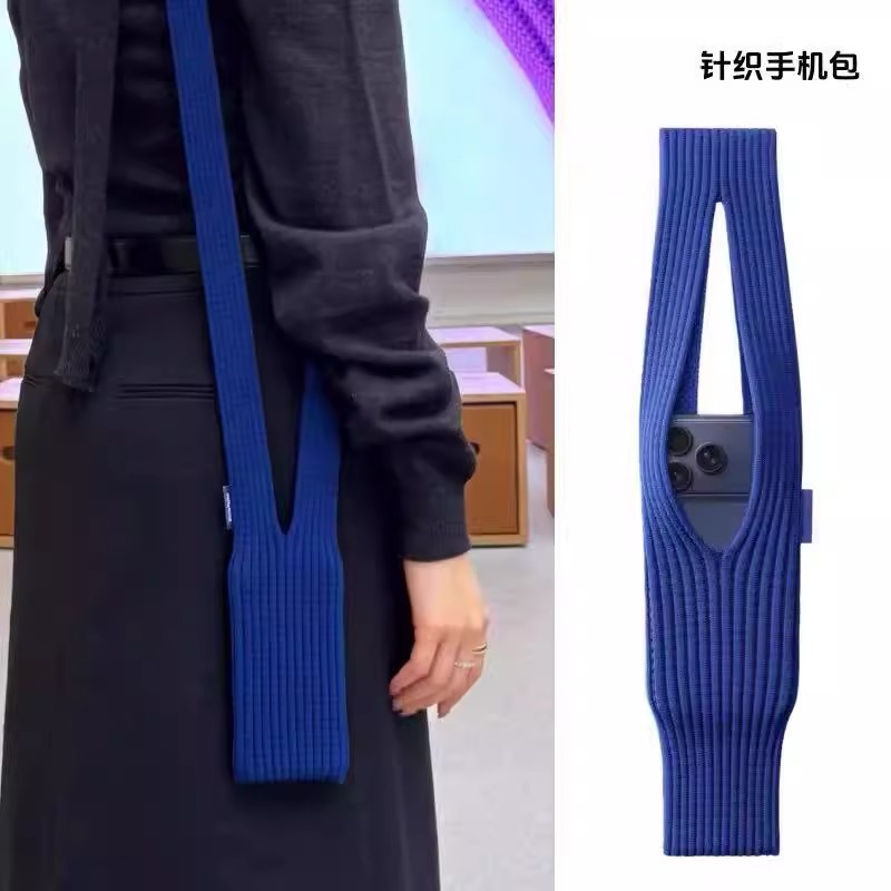 Вязаная сумка для мобильного телефона, кроссбоди, модная, контрастного цвета, унисекс, стильный чехол для телефона