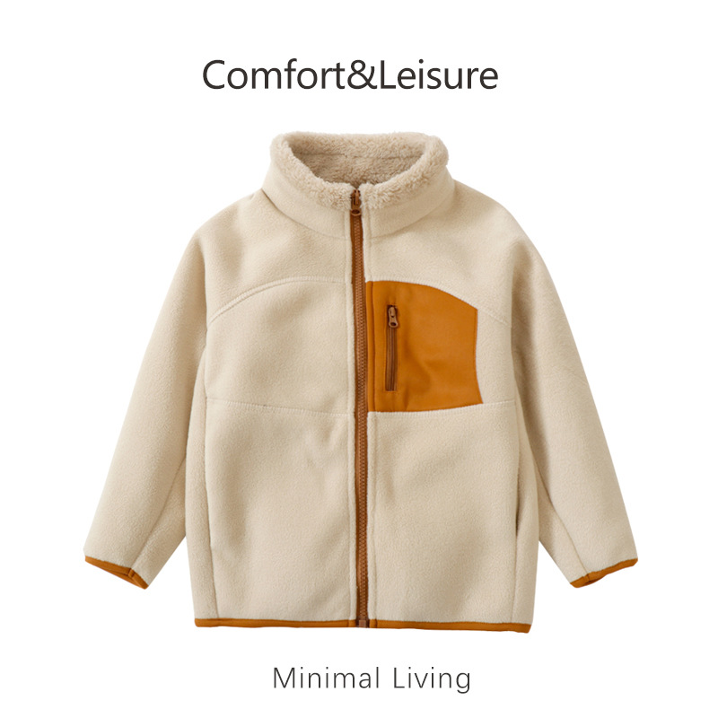 Детская утолщенная куртка с флисовой подкладкой на осень и зиму, необходимый элемент школьной формы, теплый верх с высоким воротником, легкий утолщенный флисовый топ