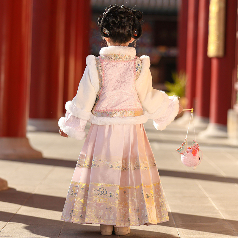 Girls' Hanfu Set Traditional Style Princess Dress Winter 2025 New Children's Gege Outfit Hanfu Winter Style