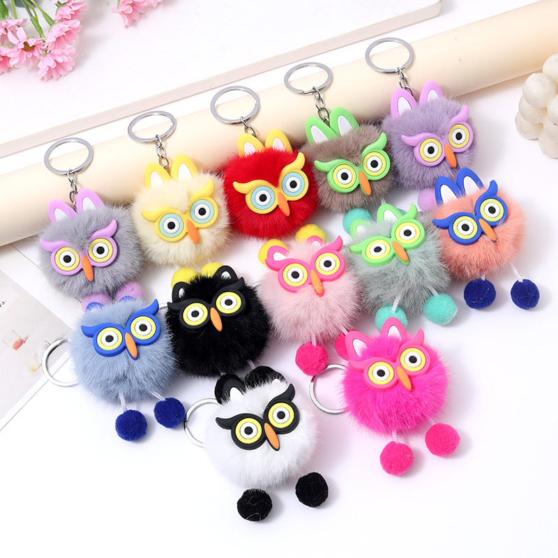 Imitation Mink Plush Pendant with Shoes Genie Keychain Pendant Cute Fur Ball Cartoon Creative Pendant Bag Hanging Chain