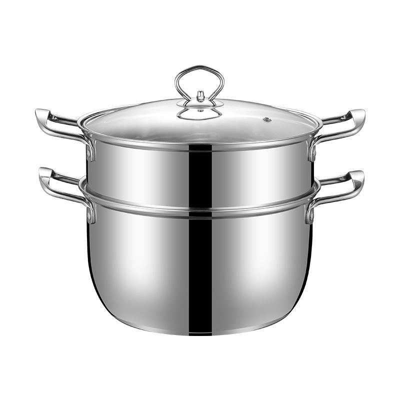 A generation of stainless steel handle shaguang food soup steamer gift pot Korean double ear soup pot non-magnetic single handle pot