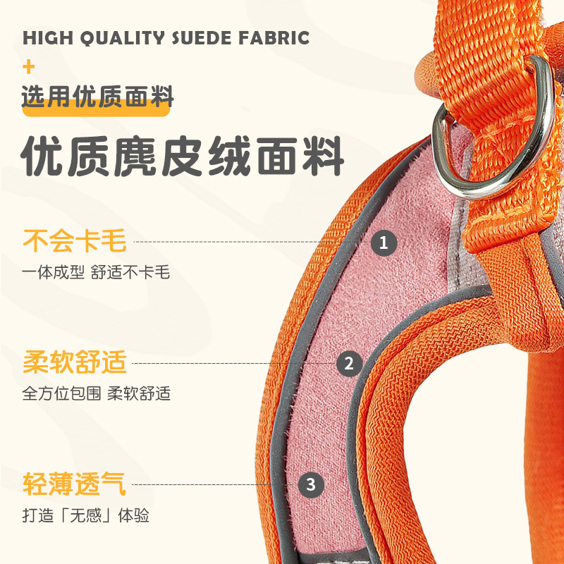 Cat Traction Rope, Cute Vest-style Chest and Back, Anti-breakaway Kitten Velcro Safety Buckle, Reflective Pet Cat Walking Rope