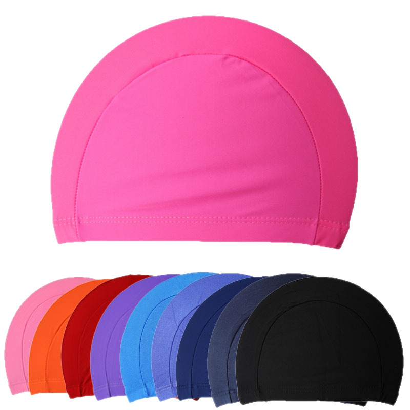 Independent package swimming cap Swimming Men's and women's monochrome nylon/polyester cloth cap swimwear wholesale cloth swimming cap