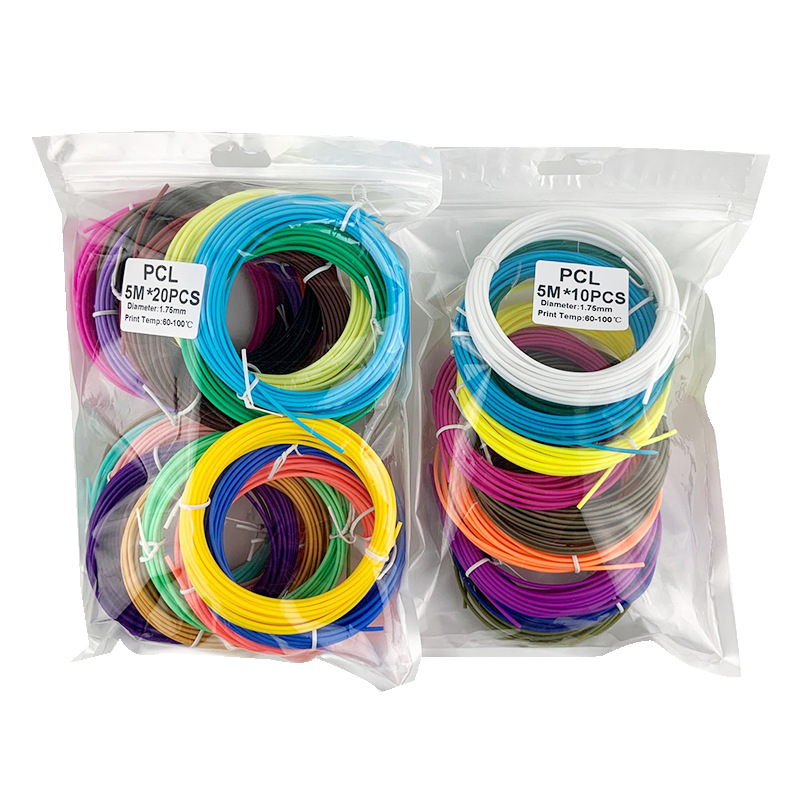 Wholesale 3D printing pen consumables PCL1.75mm high toughness 3D printing material 3 m/5m/10 m small roll PCL