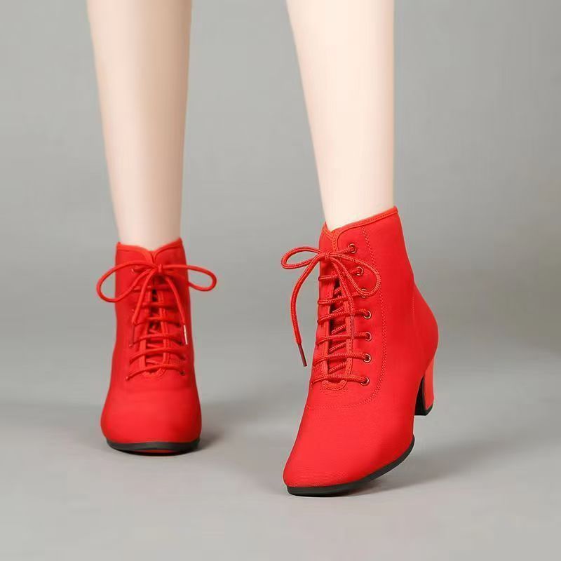 Fleece-Lined High-Top Boots for Square Dance, Modern Dance, Ballroom Dance, Sailor Dance, Latin Dance, Group Dance, Yangko Dance, Women's Soft Sole