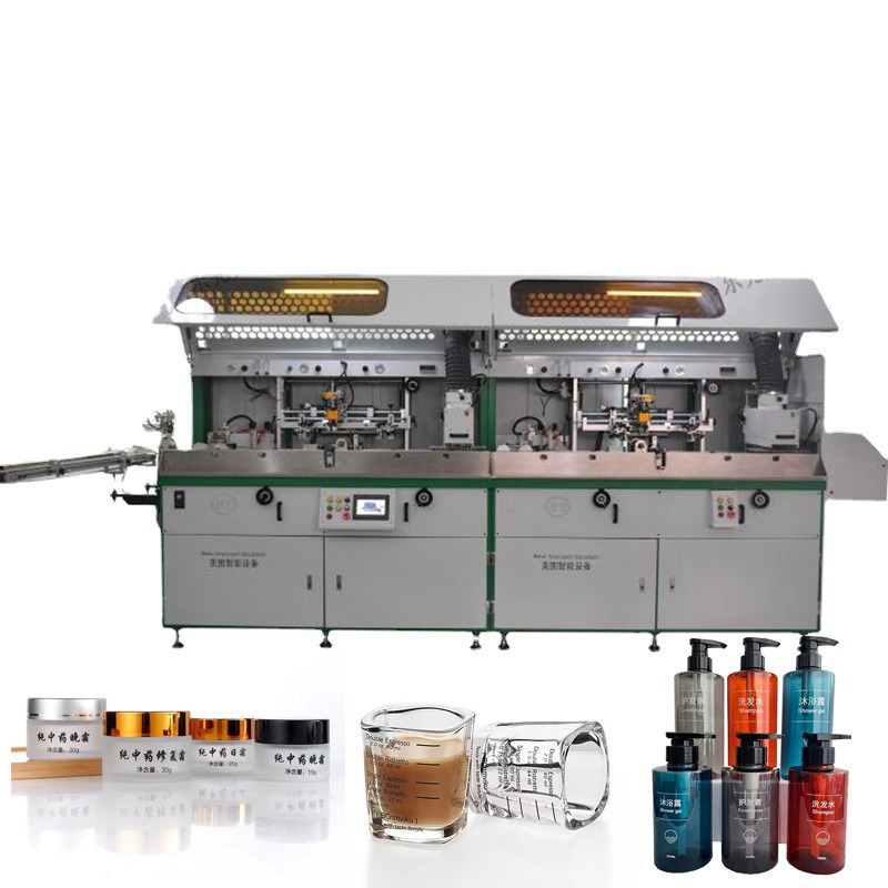 Fully Automatic Two-Color Bottle Screen Printing Machine Glass Round Flat Square Bottle Mechanical Printing Production Line Two-Color Screen Printing Machine