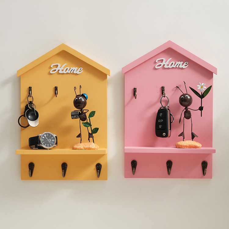 American Style Room-shaped Wall-mounted Key Storage Box Porch Decoration Wooden Wall Decoration Crafts Key Box