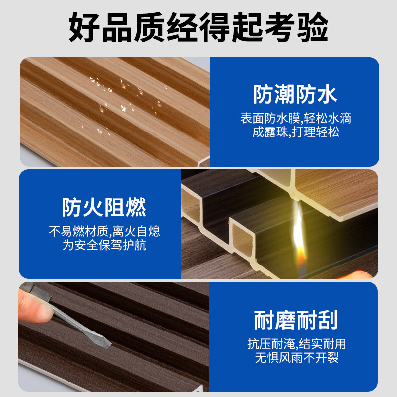 Customized Wpc Grille Concave and Convex Wall Protection Foreign Trade Special Wood Grain Paint-Free Ceiling Decoration Bamboo Wood Fiber Grille Board