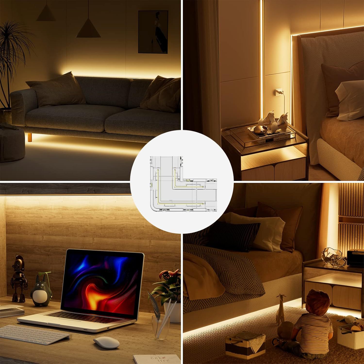 Suitable for 2-Pin Cob L-Type 10mm 8mm Connector Kit Led Strip-To-Strip Connector