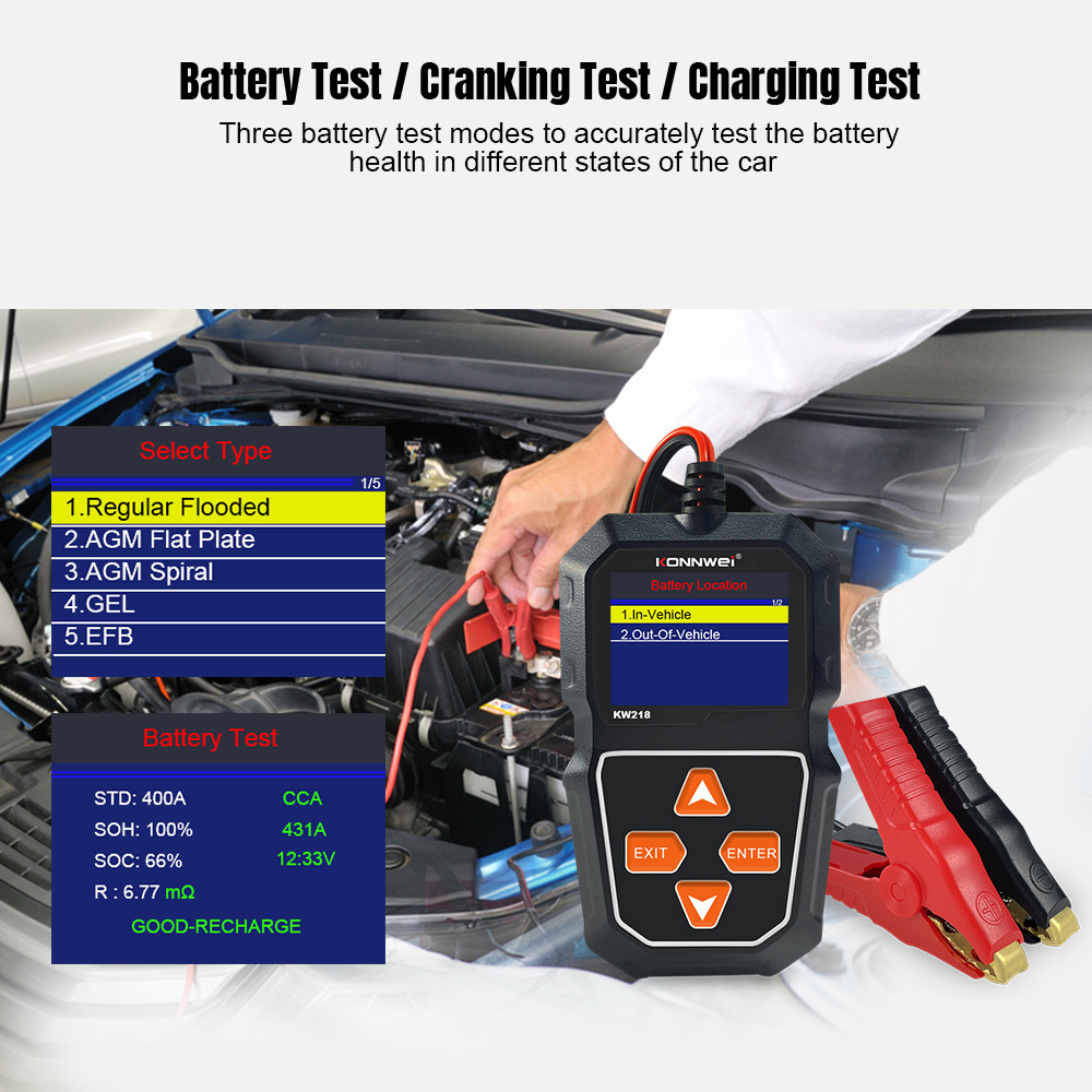 KW218 new 6V-12V car and motorcycle battery detector battery detector start battery detector