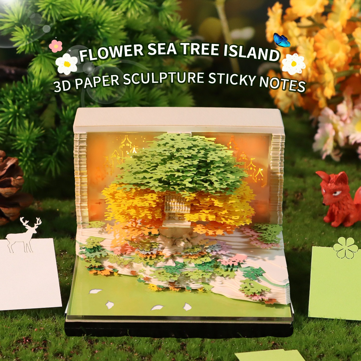 Креативная бумажная скульптура календарь 2026 цветочное море дом на дереве 3D стикеры корпоративный подарок индивидуальное украшение