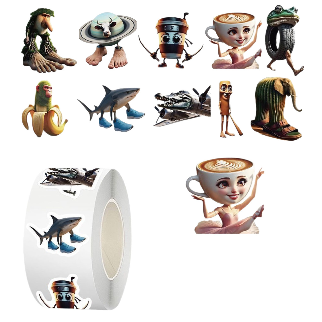 Foreign Popular Shanhaijing Volume Stickers Creative Sand Sculptures Fun Funny Abstract Creative Stickers Campus Funny Decoration