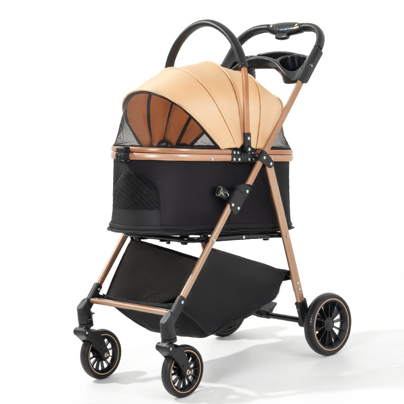 Multifunctional Pet Stroller for Dogs and Cats, One-Hand Folding Stroller for Small Pets When Going Out, Portable and Lightweight