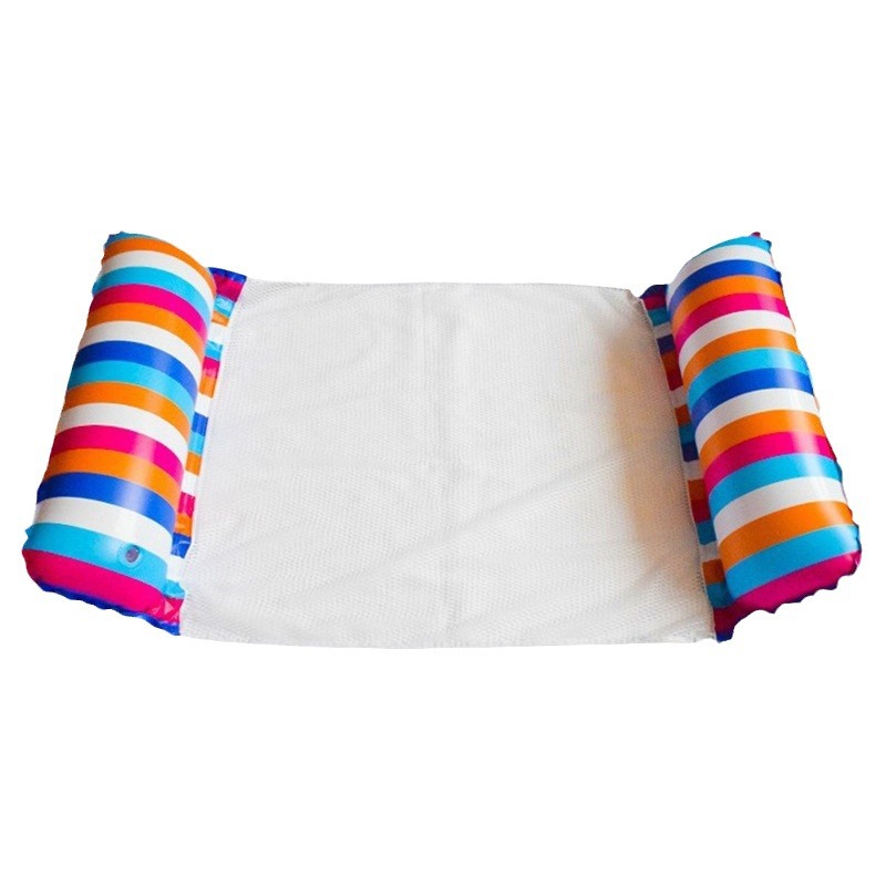 Cross-border Spot Swimming Pool Inflatable Floating Row Foldable Striped Floating Bed Water Amusement Hammock Single Recliner Floating Row