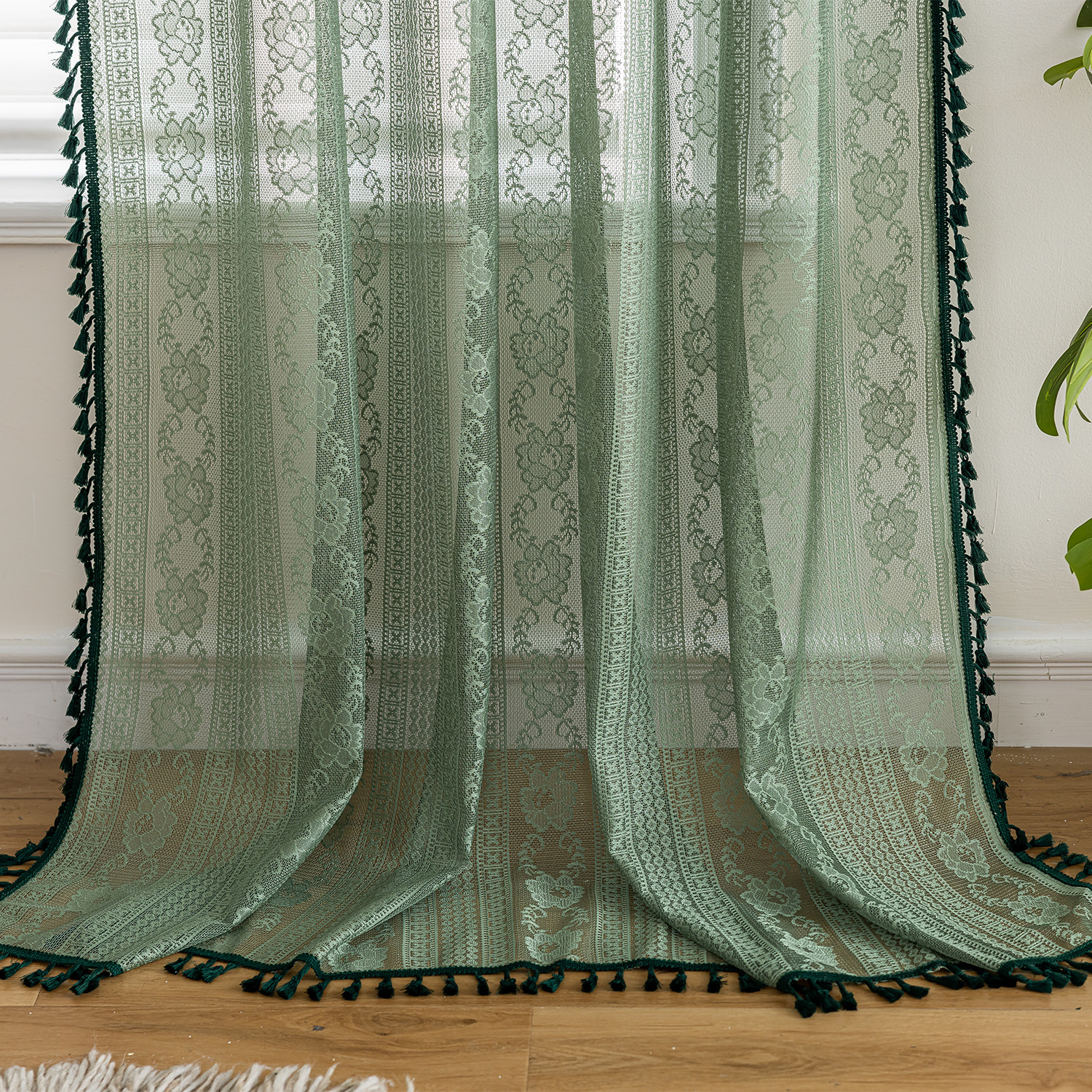 Jacquard Window Screen Curtains Living Room Bedroom Balcony Lace Flower Pastoral Gauze Curtain Fabric Amazon Manufacturer Wholesale