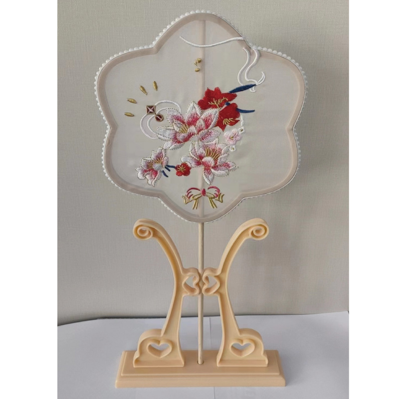 Plastic round fan frame black and white red bamboo stick antique long handle fan frame antique round fan frame lantern frame accessories