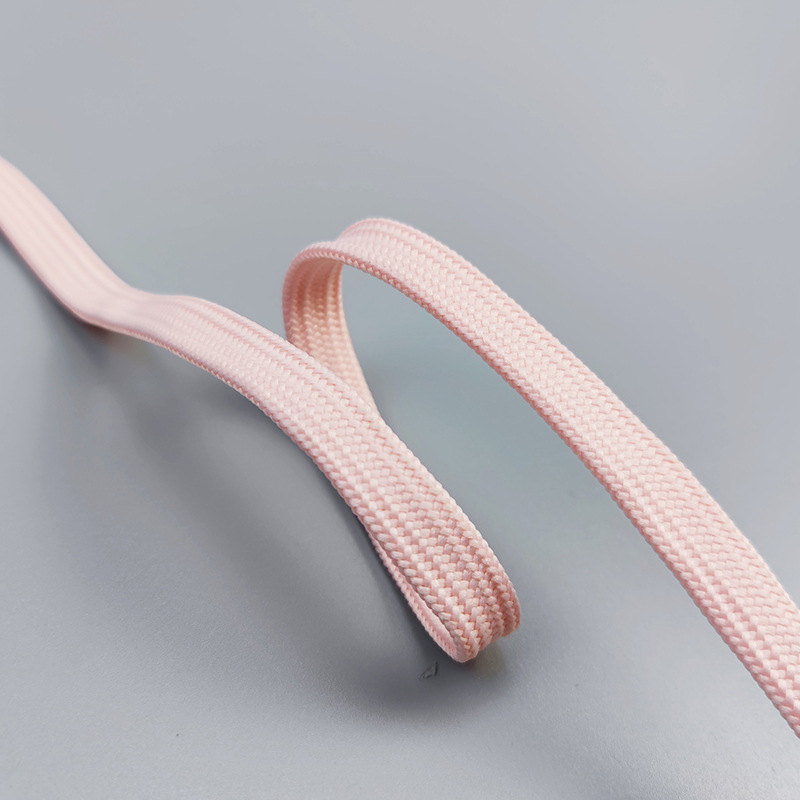 Factory sales 40 ingots low elastic silk double-layer hollow shoelace polyester thickened 1CM black and white flat shoelace waist rope hat rope