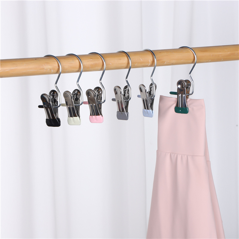Three-character clip stainless steel clothes universal clip storage shorts clip fabric clip home socks drying clip hook wholesale