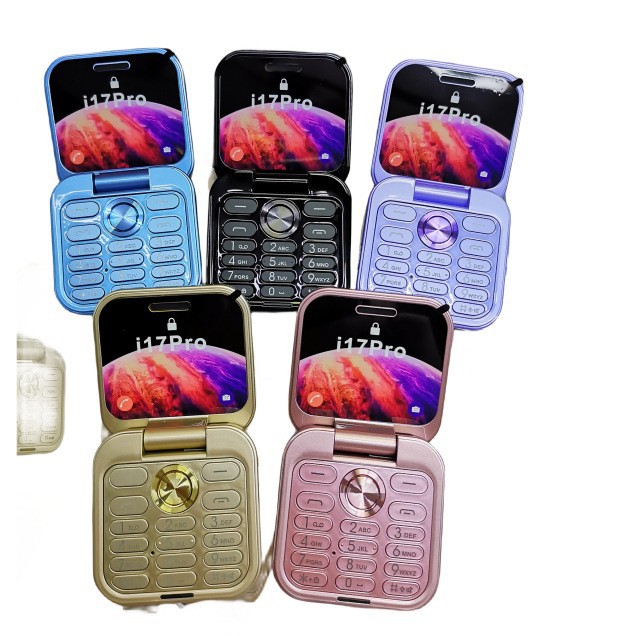 Cross-border Export i17 mini Dual Sim 2G Non-smart Phone Flip Machine Button Elderly Mobile Phone i16 pro