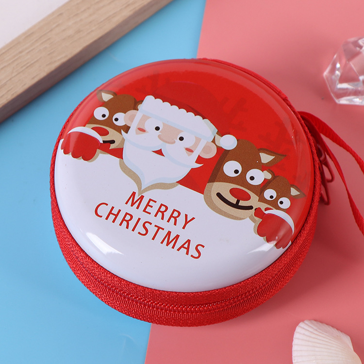 Tinplate Coin Purse, Round Earphone Storage Box, Coin Christmas Gift Bag, Lightweight Storage, Manufacturer Wholesale