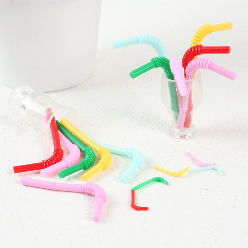 PVC mini simulation milk tea cup straw miniature straw model DIY miniature food play accessories play house toys