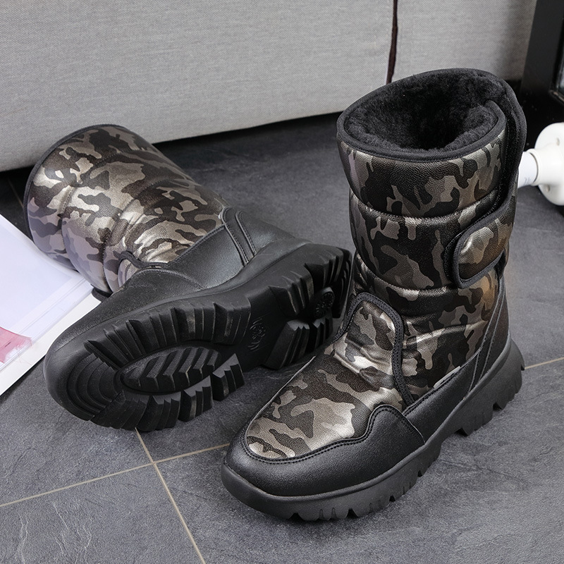 Distribution of Men's Snow Boots Camouflage Large Size Thick-Soled Thick Fur Lining Snow Boots Men's Fleece-Lined Thickened Snow Boots