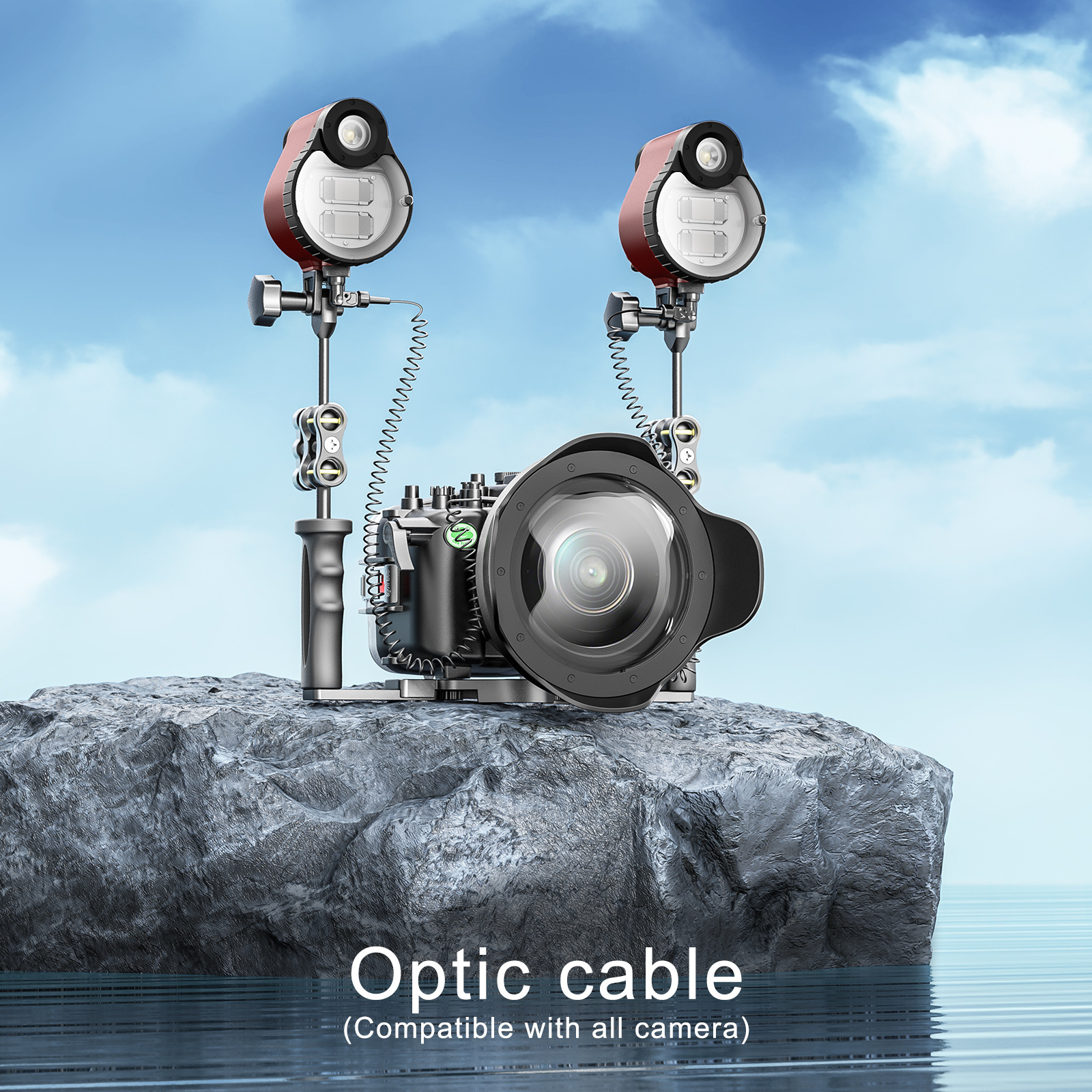 Sea Frog optical fiber cable L-type 150cm professional underwater photography diving camera waterproof shell flash cable plug wire