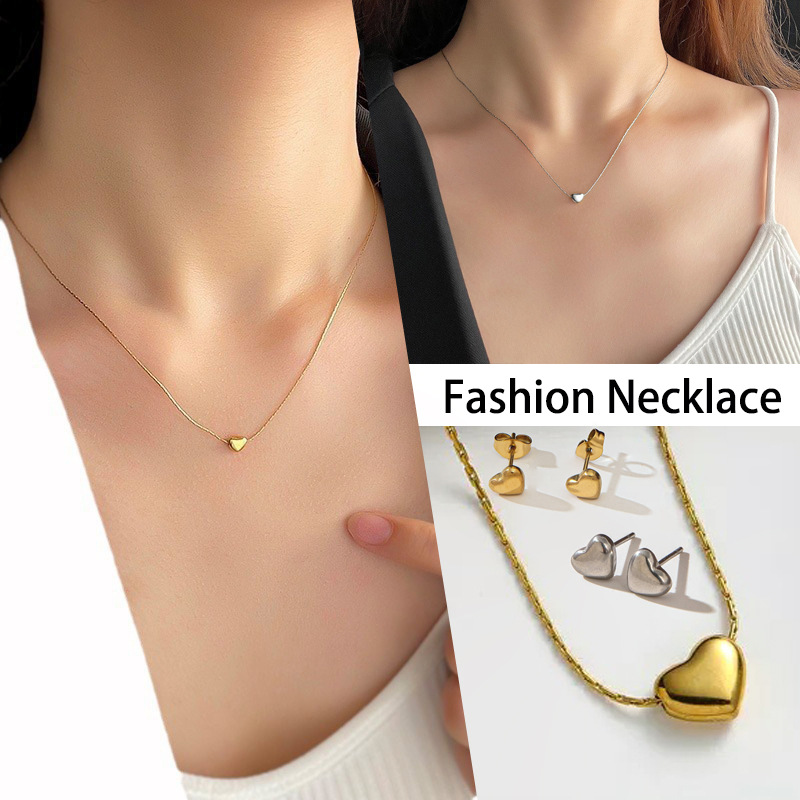 Небольшое сердце на цепочке для женщин, 2025 осень, универсальный, высококачественный, легкий шик, простой ювелирный тренд из титана