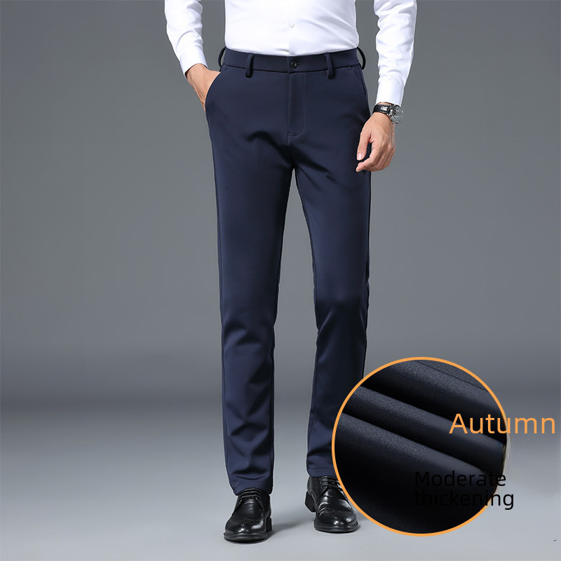 Thick men's suit pants Spring and Autumn new polyester work four-sided stretch suit pants men's draping slim stretch casual pants men