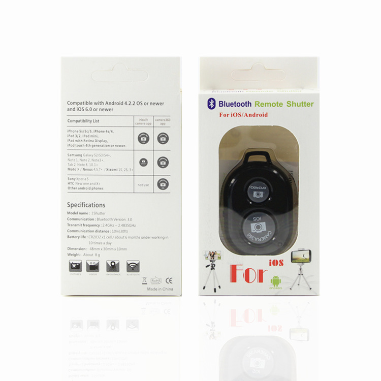 Factory direct wireless Bluetooth selfie Android \IOS system mobile phone selfie shutter remote control ebay