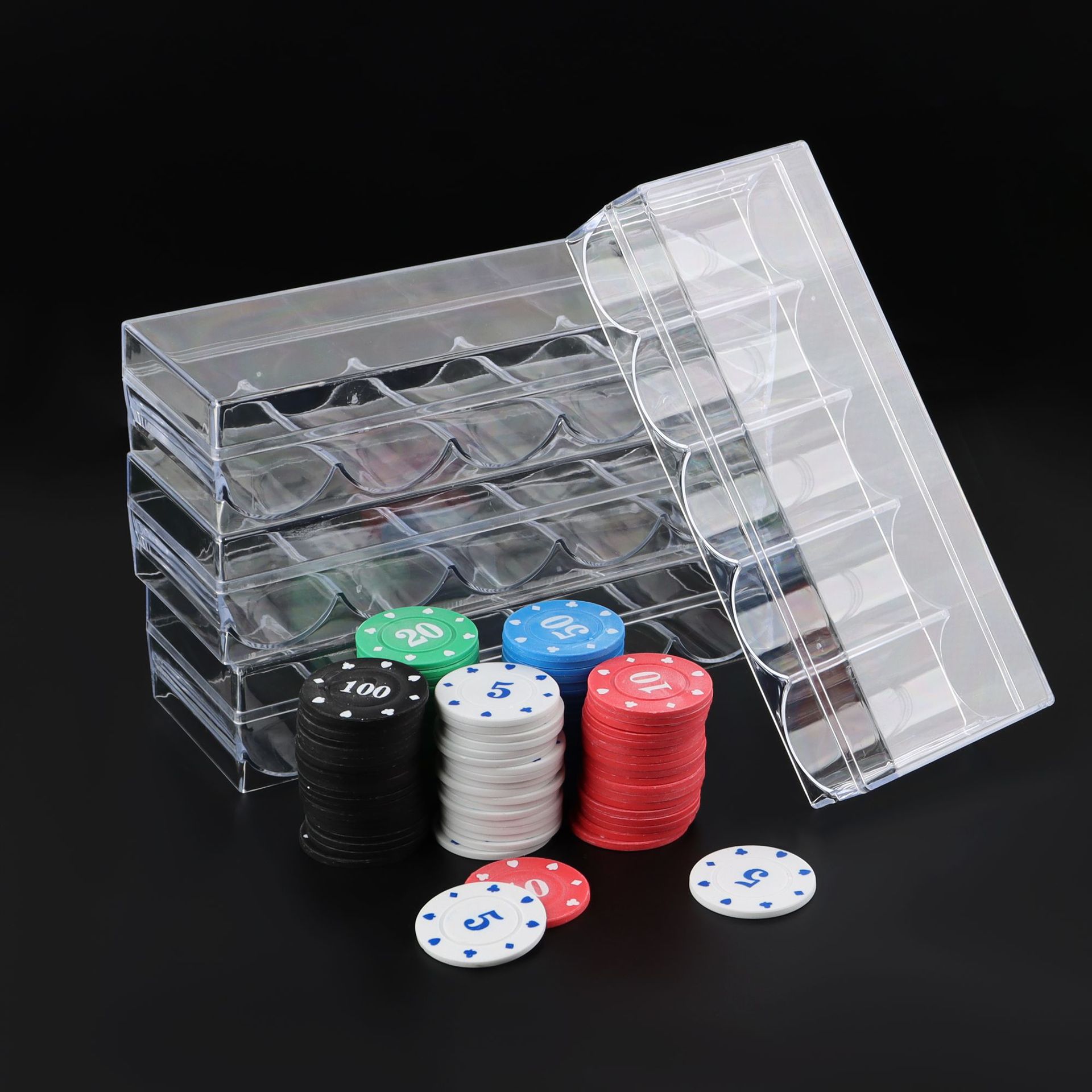 Can hold 100 chip box Texas Hold'em transparent card plate chip rack integral coin storage box