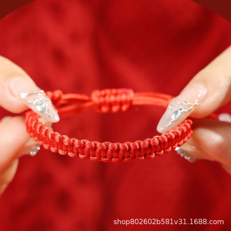 Dragon Boat Festival Snake to Dragon Rope Zodiac Year Auspicious Red Rope Handmade Dragon Scale Multicolored Rope Bracelet for Men and Women