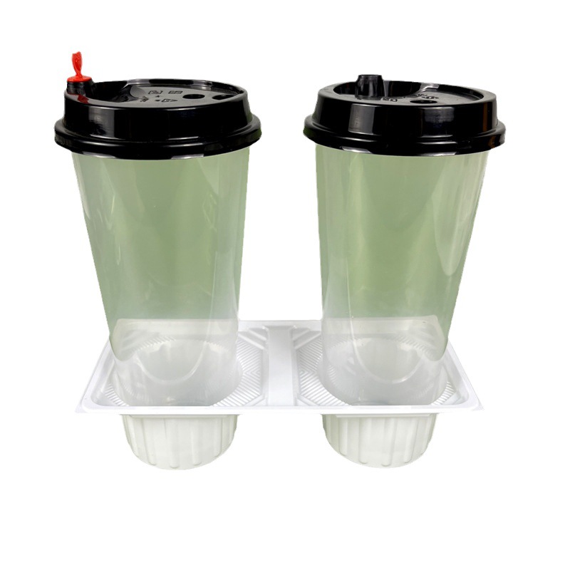 98 Caliber Cup Holder Disposable Plastic Cup Holder Milk Tea Coffee Takeaway Packaging Base Tray Extended Version Two Takeaways