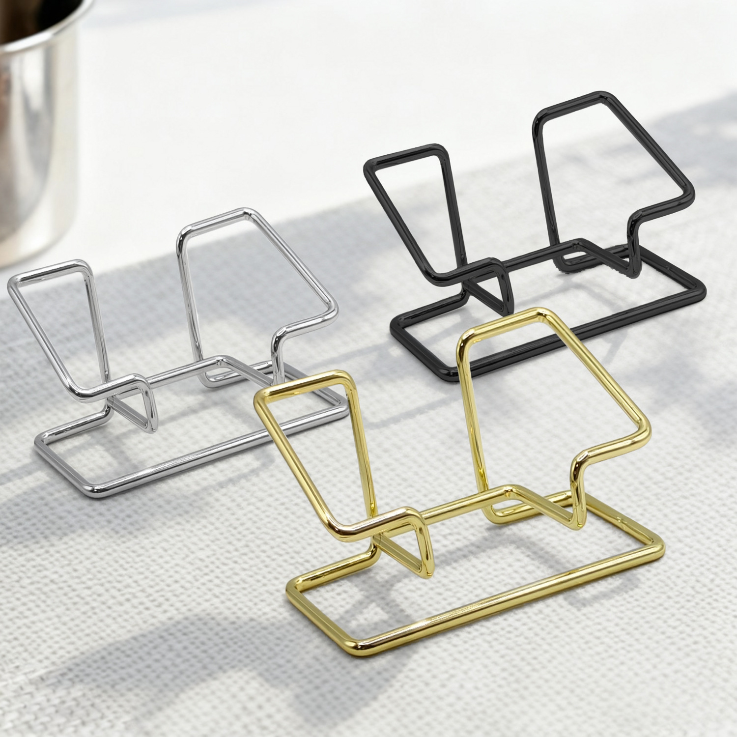 Simple Iron Business Card Holder B&B Hotel Business High-End Business Card Display Stand Metal Desktop Business Card Storage Box