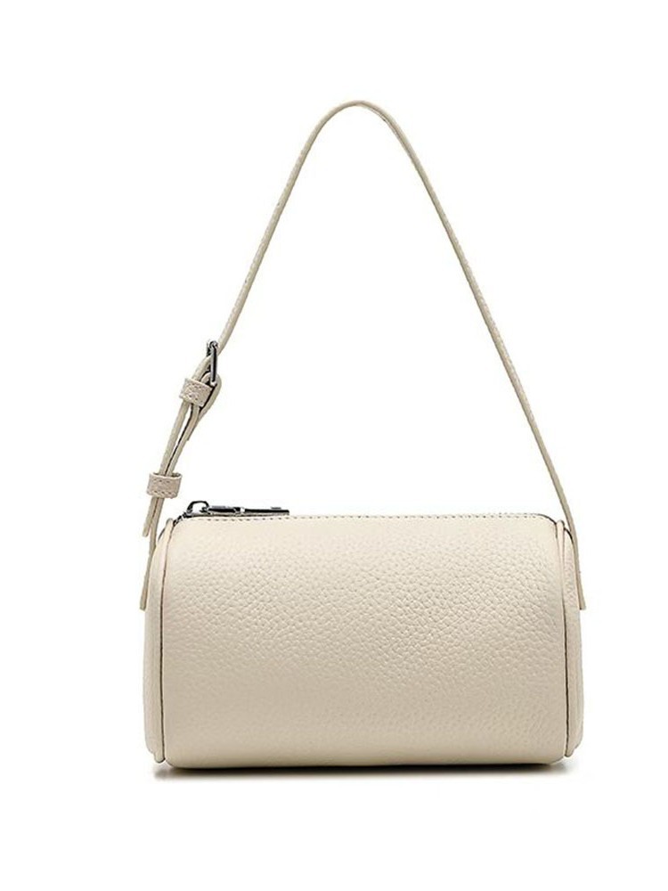 Cross-Border Genuine Leather Women's Bag Round Handbag First Layer Cowhide Simple Versatile Armpit Shoulder Bag Pillow Crossbody Small Bag